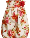 Size-4T, Orange, BNJ-8702R, Brush-Stroke Rose Floral Print Smocked Romper,Bonnie Jean Little Girls Party Dress Outfit