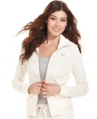 Puma's cushy velour jacket offers a super-comfy fit and sporty styling for your workout - and beyond! Puma's cushy velour jacket offers a super-comfy fit and sporty styling for your workout - and beyond!