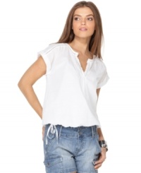 A breezy, casual blouse can be your wardrobe's secret weapon: pair Calvin Klein Jeans' top with jeans, capris or skirts! A breezy, casual blouse can be your wardrobe's secret weapon: pair Calvin Klein Jeans' top with jeans, capris or skirts!