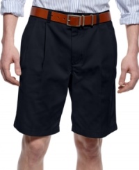 Give yourself room to move with the comfy double-pleated shorts from Club Room. Give yourself room to move with the comfy double-pleated shorts from Club Room.