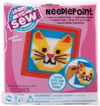 Colorbok Cat Learn To Sew Needlepoint Kit, 6-Inch by 6-Inch Pink Frame Colorbok Cat Learn To Sew Needlepoint Kit, 6-Inch by 6-Inch Pink Frame