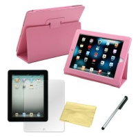 HDE® Pink Magnetic Folding Cover Case Stand for iPad 1st Generation + Screen Protector + Stylus