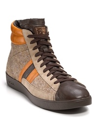 The Chalfont blends leather and textured wool panels to create a cleverly updated boot/sneaker hybrid for autumn. The Chalfont blends leather and textured wool panels to create a cleverly updated boot/sneaker hybrid for autumn.