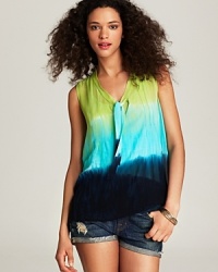 Red Haute's sheer blouse gets a pretty hippie touch with ombre tie-dye. Paired with denim cut-offs or trouser jeans, it brings bohemian polish to your look. Red Haute's sheer blouse gets a pretty hippie touch with ombre tie-dye. Paired with denim cut-offs or trouser jeans, it brings bohemian polish to your look.