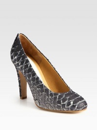 Tonal shades of python-embossed leather update this timeless round toe silhouette. Self-covered heel, 4¼ (110mm)Python-embossed leather upperLeather lining and solePadded insoleMade in France Tonal shades of python-embossed leather update this timeless round toe silhouette. Self-covered heel, 4¼ (110mm)Python-embossed leather upperLeather lining and solePadded insoleMade in France