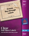 Avery Clear Full-Sheet Labels for Inkjet Printers, 8.5 x 11-Inches, Pack of 10 (18665)