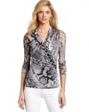 Karen Kane Women's Long Sleeve Wrap, Python, Large