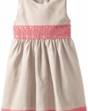 Hartstrings Girls 2-6X Little Sleeveless Cotton Linen Dress, Brown, 6