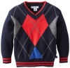 Kitestrings Boys 2-7 Toddler Argyle V-Neck Sweater, Navy, 2T