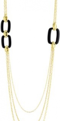 T Tahari Bamboo Gold Necklace with Black Link Stations T Tahari Bamboo Gold Necklace with Black Link Stations