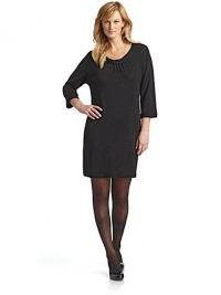 THE LOOKMetallic knit constructionRibbed neckline, cuffs and hemSide braided detailing¾ sleevesTHE FITAbout 38 from shoulder to hemTHE MATERIAL58% viscose/16% nylon/14% polyester/9% metallic/3% elastaneCARE & ORIGINHand wash or dry cleanImported THE LOOKMetallic knit constructionRibbed neckline, cuffs and hemSide braided detailing¾ sleevesTHE FITAbout 38 from shoulder to hemTHE MATERIAL58% viscose/16% nylon/14% polyester/9% metallic/3% elastaneCARE & ORIGINHand wash or dry cleanImported