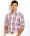 Get that timeless summer look with this madras plaid shirt from Nautica.