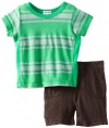 Splendid Littles Baby-Boys Newborn Athletic Stripe Short Set, Apple Green, 3-6 Months