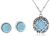 NINE WEST VINTAGE AMERICA Summer Solstice Silver-Ox, Turquoise Pendant Necklace Earrings Set