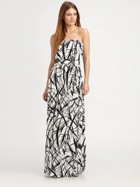 For a casual-cool spring look that is sure to turn heads, this floor-sweeping maxi dress in a bold, vibrant print is the perfect choice. StraplessBuilt-in bra for added supportBanded elastic waistAllover graphic printAbout 62 from natural waist92% modal/8% spandexDry cleanMade in USAModel shown is 5'9 (176cm) wearing US size Small. For a casual-cool spring look that is sure to turn heads, this floor-sweeping maxi dress in a bold, vibrant print is the perfect choice. StraplessBuilt-in bra for added supportBanded elastic waistAllover graphic printAbout 62 from natural waist92% modal/8% spandexDry cleanMade in USAModel shown is 5'9 (176cm) wearing US size Small.