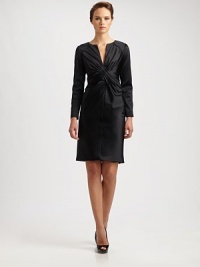EXCLUSIVELY AT SAKS. Supple stretch silk, tailored with a flattering, pintucked cross-front detail.V necklinePintucked cross-over detailLong sleevesBack zipFully linedAbout 24 from natural waistSilk/spandexDry cleanMade in USA of imported fabricModel shown is 5'11 (180cm) wearing US size 4. EXCLUSIVELY AT SAKS. Supple stretch silk, tailored with a flattering, pintucked cross-front detail.V necklinePintucked cross-over detailLong sleevesBack zipFully linedAbout 24 from natural waistSilk/spandexDry cleanMade in USA of imported fabricModel shown is 5'11 (180cm) wearing US size 4.