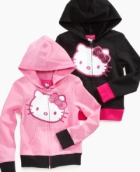 Sparkle and shine. She can get cozy in the sweet style of this rhinestone logo hoodie from Hello Kitty. Sparkle and shine. She can get cozy in the sweet style of this rhinestone logo hoodie from Hello Kitty.