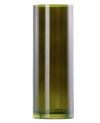 Silhouetted vines unfurl from a band of green on this softly frosted crystal vase, bringing a fresh hint of the outdoors in. Its simple cylindrical shape is etched for earthy allure with or without a bouquet. Silhouetted vines unfurl from a band of green on this softly frosted crystal vase, bringing a fresh hint of the outdoors in. Its simple cylindrical shape is etched for earthy allure with or without a bouquet.