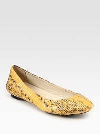 Snake-print leather flat adds a touch of primal power to any outfit. Snake-print leather upperLeather liningRubber solePadded insoleImported Snake-print leather flat adds a touch of primal power to any outfit. Snake-print leather upperLeather liningRubber solePadded insoleImported