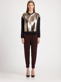 A lustrous metallic front panel dresses up the classic cotton sweatshirt.CrewneckBanded cuffs and hemlineMetallic front panelCottonDry cleanImportedModel shown is 5'10 (177cm) wearing US size 4. A lustrous metallic front panel dresses up the classic cotton sweatshirt.CrewneckBanded cuffs and hemlineMetallic front panelCottonDry cleanImportedModel shown is 5'10 (177cm) wearing US size 4.
