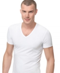 Calvin Klein knows the basics. This essential V-neck T Shirt in super-soft microfiber is perfect for layering or on its own. Calvin Klein knows the basics. This essential V-neck T Shirt in super-soft microfiber is perfect for layering or on its own.