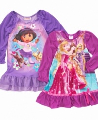 Your little girl will enjoy sleeping in one of these gowns pictured with her fave character by AME.