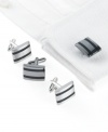 Sharp edges for the sharply dressed man. Complete your look with these Geoffrey Beene cufflinks.