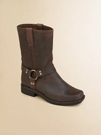A cold-weather classic with a refined finish in rich leather for your little cowgirl.Pull-on styleAnkle harness with O-ring detailLeather upperLeather liningRubber solePadded insoleImported A cold-weather classic with a refined finish in rich leather for your little cowgirl.Pull-on styleAnkle harness with O-ring detailLeather upperLeather liningRubber solePadded insoleImported