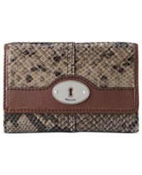 Get organized in the most exotic way with this posh, python-embossed leather wallet from Fossil. Ideally sized to slip inside a handbag, it boasts plenty of pockets and compartments for all the essentials. Get organized in the most exotic way with this posh, python-embossed leather wallet from Fossil. Ideally sized to slip inside a handbag, it boasts plenty of pockets and compartments for all the essentials.