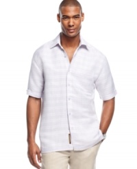 Play up your strong points. Everyone will know you've got sweet style when you sport this plaid shirt from Cubavera. Play up your strong points. Everyone will know you've got sweet style when you sport this plaid shirt from Cubavera.