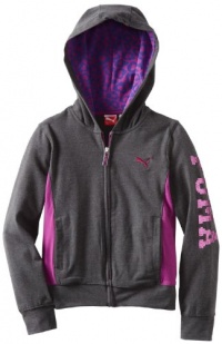 Puma-Kids Girls 7-16 Cheetah Lined Hoodie, Charcoal, Large Puma-Kids Girls 7-16 Cheetah Lined Hoodie, Charcoal, Large
