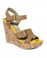 Live on the wedge. The 60's-inspired Tilly sandals by American Rag introduce a bold pop of color, and a view from the top. Live on the wedge. The 60's-inspired Tilly sandals by American Rag introduce a bold pop of color, and a view from the top.
