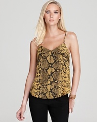 Bring a bright dose of sleek snake print to your closet with this Aqua cami. A soft overlay at the neckline adds feminine feel. Bring a bright dose of sleek snake print to your closet with this Aqua cami. A soft overlay at the neckline adds feminine feel.
