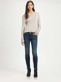 Refresh your denim wardrobe with these masterfully distressed, ankle-grazing skinnies. THE FITMedium rise, about 8Inseam, about 30THE DETAILSZip flyFive-pocket style98% cotton/2% elastaneMachine washMade in USA of imported fabricModel shown is 5'11 (178cm) wearing US size 4. Refresh your denim wardrobe with these masterfully distressed, ankle-grazing skinnies. THE FITMedium rise, about 8Inseam, about 30THE DETAILSZip flyFive-pocket style98% cotton/2% elastaneMachine washMade in USA of imported fabricModel shown is 5'11 (178cm) wearing US size 4.