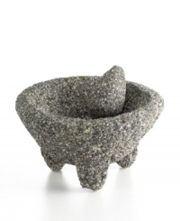 Taste the authentic flavors of fresh guacamole with a molcajete, the traditional Mexican version of mortar and pestle, made from volcanic rock and ideal for grinding, crushing and blending. The natural construction of this molcajete provides the perfect texture for spices, salsas and other ingredients, unleashing unrivaled flavor and freshness. 30-day warranty.