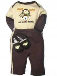 Baby Essentials Baby-boys Newborn 3 Piece Monkey Creeper Set, Brown, 6-9 Months Baby Essentials Baby-boys Newborn 3 Piece Monkey Creeper Set, Brown, 6-9 Months