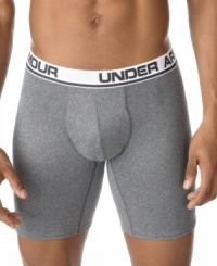 Keep fit and comfortable all day long with these extended length boxer briefs from Under Armour®. Keep fit and comfortable all day long with these extended length boxer briefs from Under Armour®.