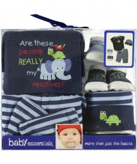 Baby Essentials The Relatives 5-Piece Layette Gift Set (Sizes 0M - 9M) - navy/blue, 3 - 6 months Baby Essentials The Relatives 5-Piece Layette Gift Set (Sizes 0M - 9M) - navy/blue, 3 - 6 months