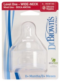 Dr. Brown's 2 Pack Natural Flow Level 1 Wide Neck Nipple Dr. Brown's 2 Pack Natural Flow Level 1 Wide Neck Nipple