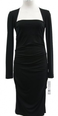 Nicole Miller Black Matte Jersey Long Sleeve Sheath Dress Petite Nicole Miller Black Matte Jersey Long Sleeve Sheath Dress Petite