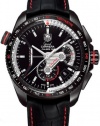 TAG Heuer Men's CAV5185.FC6237 Grand Carrera Leather Strap Chronograph Black Dial Watch