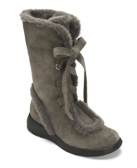 The Aerosoles Melk Shake Boots are hot on the heels of the shearling trend with their faux fur cuff, buckle-embellished suede upper and comfy wedge heel. The Aerosoles Melk Shake Boots are hot on the heels of the shearling trend with their faux fur cuff, buckle-embellished suede upper and comfy wedge heel.