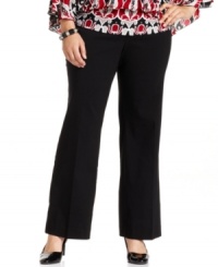 Infuse a professional feel to your work wardrobe with Style&co.'s plus size straight leg pants. Infuse a professional feel to your work wardrobe with Style&co.'s plus size straight leg pants.