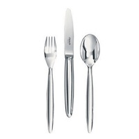 Extraordinarily elegant, this silver-plate flatware design was inspired from a drop. But it's not just any drop. With its oblong shape, it flawlessly brings together the ergonomics of the handle and the palm of the hand. Extraordinarily elegant, this silver-plate flatware design was inspired from a drop. But it's not just any drop. With its oblong shape, it flawlessly brings together the ergonomics of the handle and the palm of the hand.