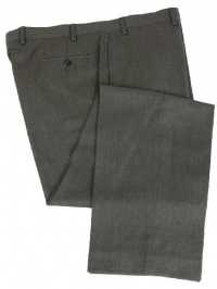 Calvin Klein Mens Flat Front Solid Gray Wool Dress Pants