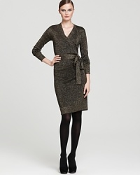 The timeless DIANE von FURSTENBERG wrap dress, updated in glimmering metallic for the social whirlwind of fall to come. The timeless DIANE von FURSTENBERG wrap dress, updated in glimmering metallic for the social whirlwind of fall to come.