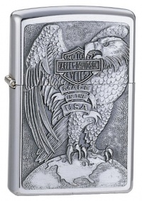 Zippo Harley-Davidson Full Faced Eagle Emblem Lighter (Silver, 5 1/2 x 3 1/2 cm) Zippo Harley-Davidson Full Faced Eagle Emblem Lighter (Silver, 5 1/2 x 3 1/2 cm)