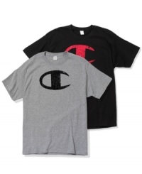 Always a classic. These t-shirts from Champion come with big logo graphics to match your big workout style. Always a classic. These t-shirts from Champion come with big logo graphics to match your big workout style.