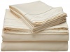 At Home Interlocking Rings Embroidered Queen 75-GSM Microfiber Sheet Set, Ivory