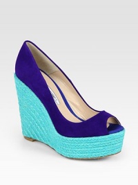 Suede and a textured espadrille platform update this trendy wedge colorblock style. Hemp wedge, 5 (125mm)Hemp platform, 1½ (40mm)Compares to a 3½ heel (90mm)Suede upperLeather lining and solePadded insoleMade in SpainOUR FIT MODEL RECOMMENDS ordering one half size up as this style runs small. Suede and a textured espadrille platform update this trendy wedge colorblock style. Hemp wedge, 5 (125mm)Hemp platform, 1½ (40mm)Compares to a 3½ heel (90mm)Suede upperLeather lining and solePadded insoleMade in SpainOUR FIT MODEL RECOMMENDS ordering one half size up as this style runs small.